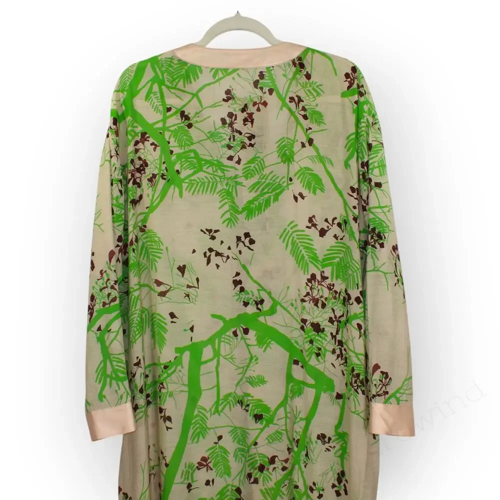 Large LOST PATTERN Coco Dream Belted Kaftan Shirt Dress Green Caftan Coverup - Picture 13 of 16